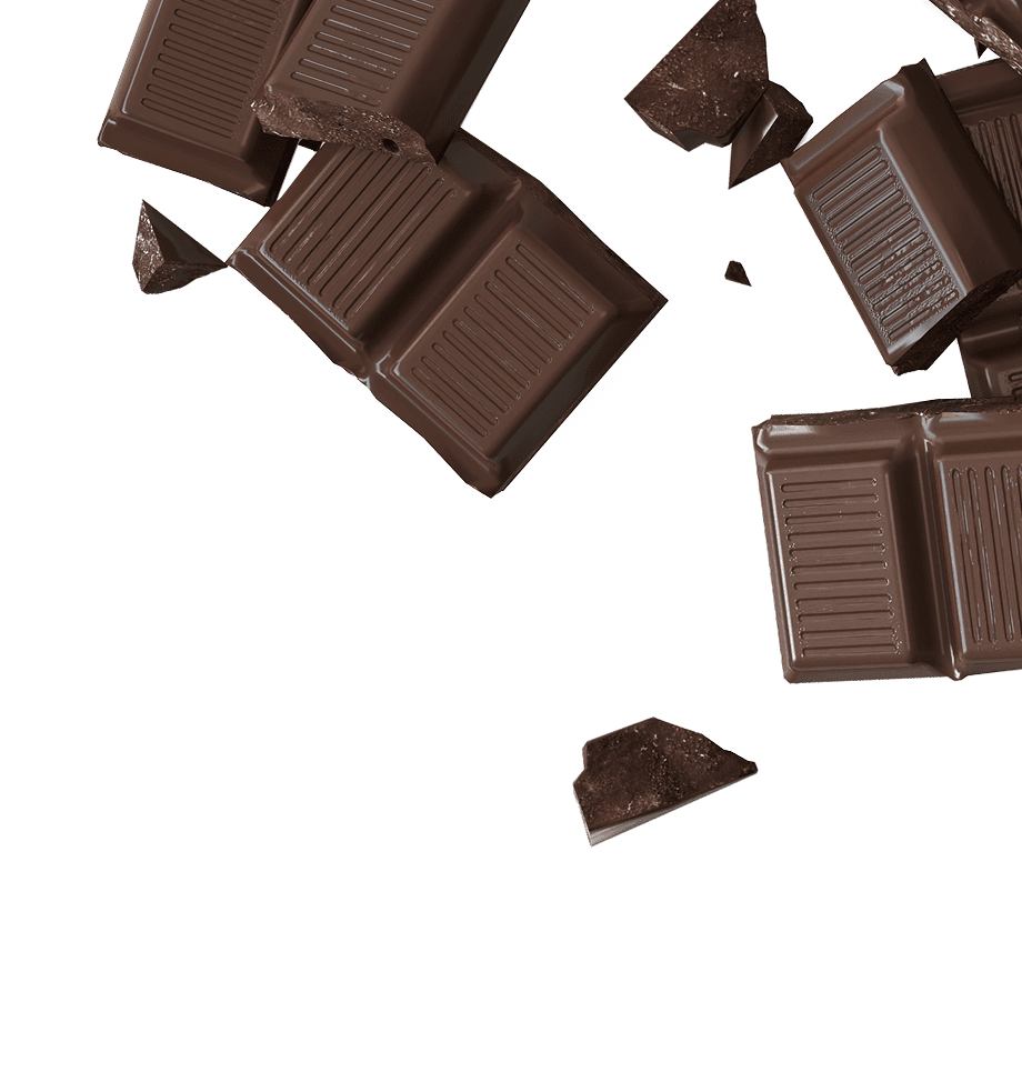 a chocolate bar broken into pieces